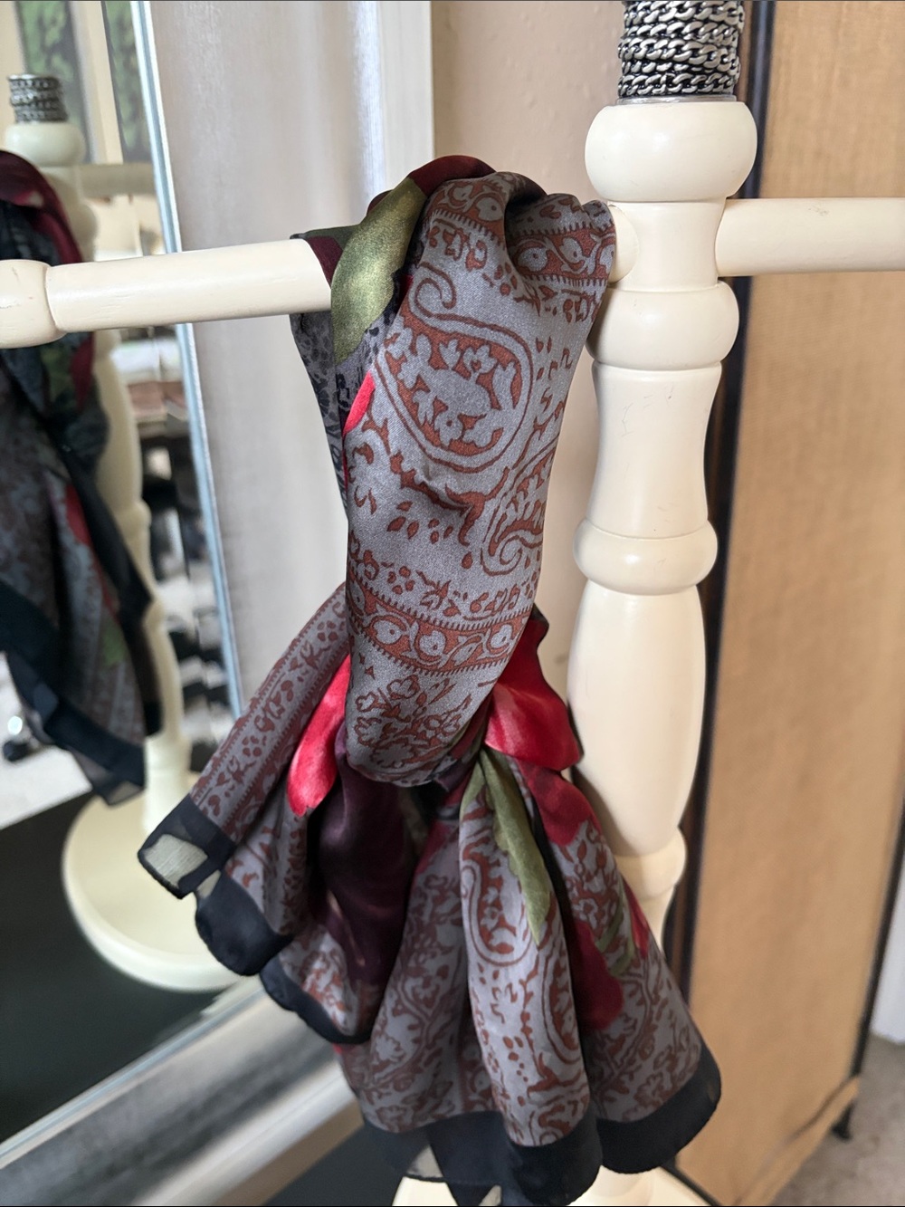 Ralph Lauren Floral Sheer Scarf in Black, Burgundy and Purple